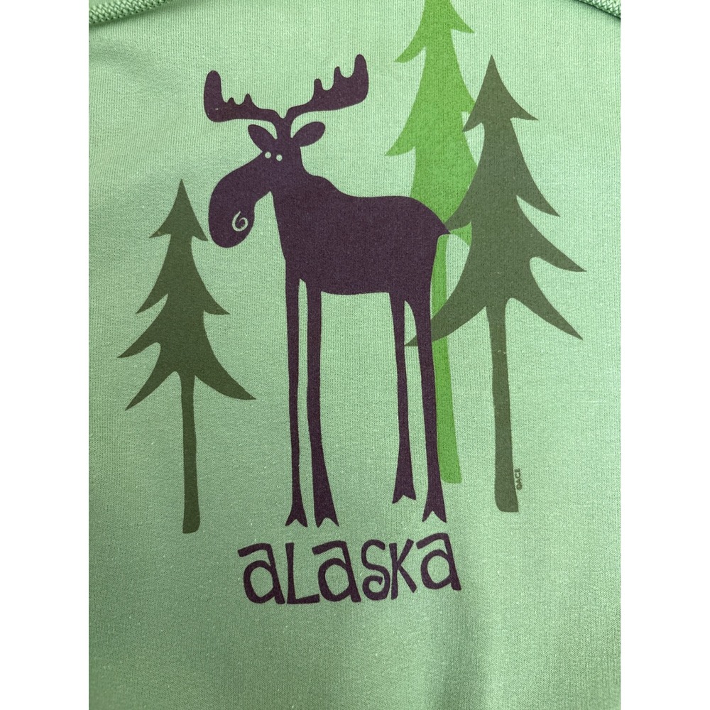 Green Heavy Blend Alaska Moose Graphic Hoodie Lime Green Mens 2XL
